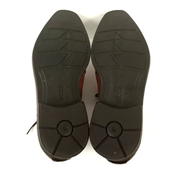 ECCO Calcan Apron Toe Lace Up Amber Brown Leather Dress Shoes - Picture 6 of 8